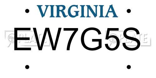 EW7G5S Virginia License Plate