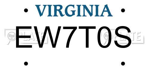 EW7T0S Virginia License Plate
