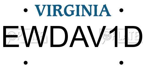 EWDAV1D Virginia License Plate