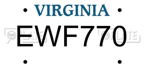 EWF770 Virginia License Plate