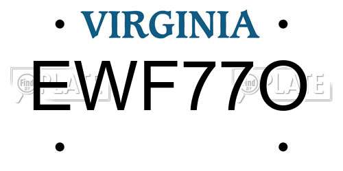 EWF77O Virginia License Plate