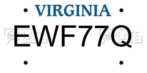 EWF77Q Virginia License Plate