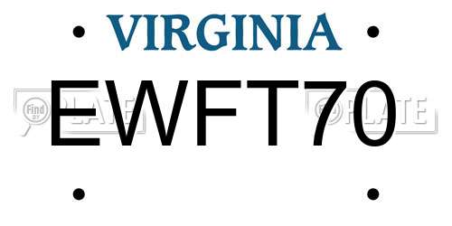EWFT70 Virginia License Plate