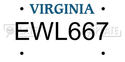 EWL667 Virginia License Plate