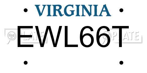 EWL66T Virginia License Plate