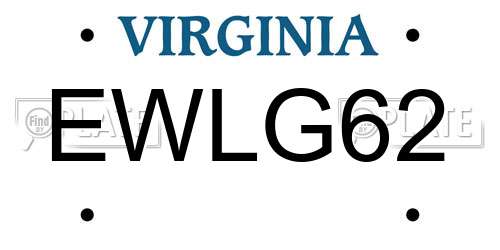 EWLG62 Virginia License Plate