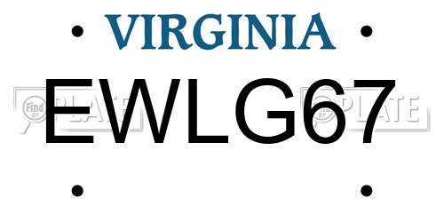 EWLG67 Virginia License Plate