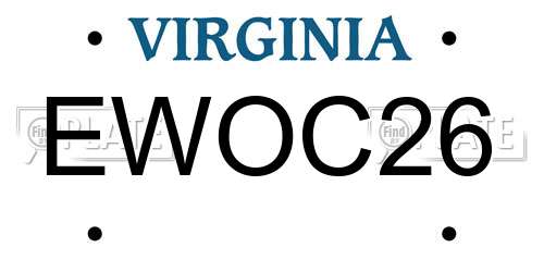 EWOC26 Virginia License Plate
