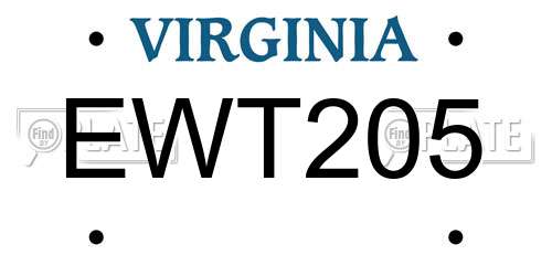EWT205 Virginia License Plate