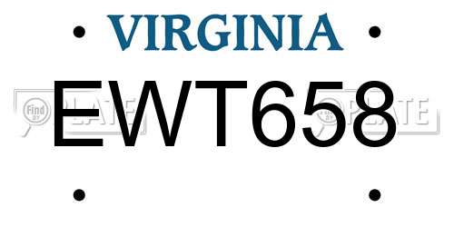 EWT658 Virginia License Plate