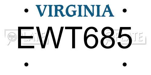 EWT685 Virginia License Plate