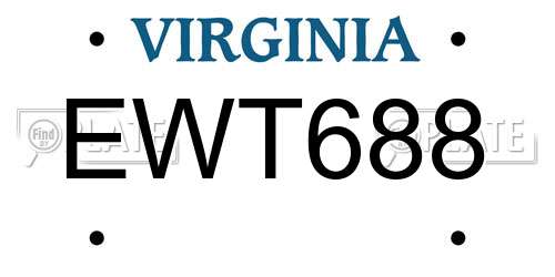 EWT688 Virginia License Plate