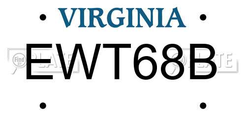 EWT68B Virginia License Plate