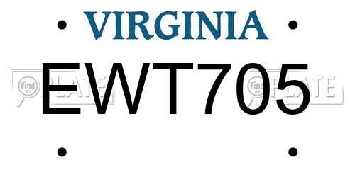 EWT705 Virginia License Plate