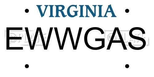 EWWGAS Virginia License Plate