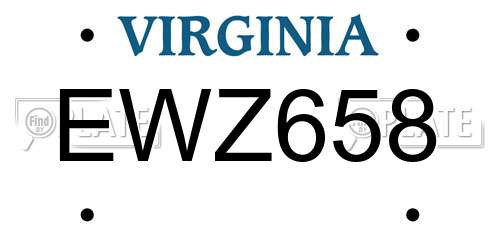 EWZ658 Virginia License Plate