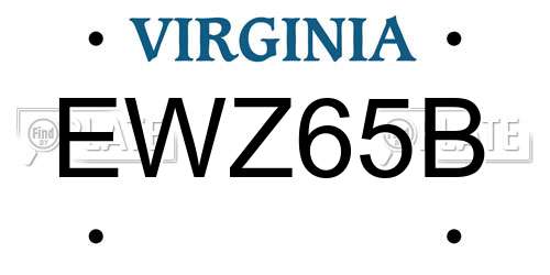 EWZ65B Virginia License Plate