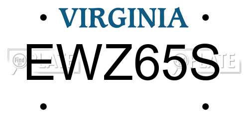 EWZ65S Virginia License Plate