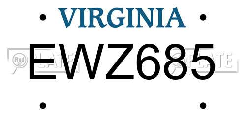 EWZ685 Virginia License Plate