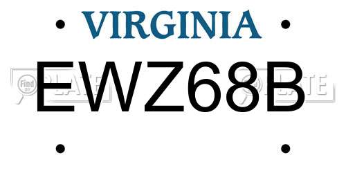 EWZ68B Virginia License Plate