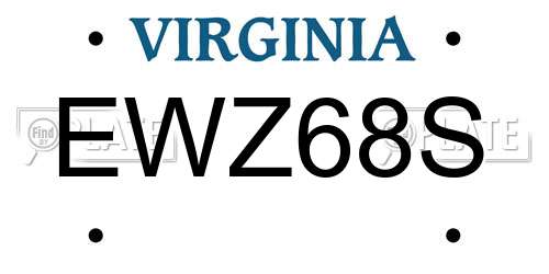 EWZ68S Virginia License Plate