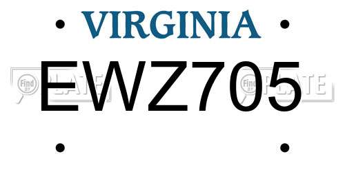 EWZ705 Virginia License Plate
