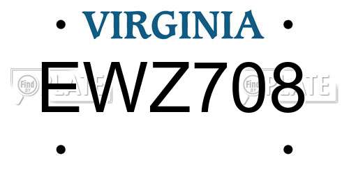 EWZ708 Virginia License Plate