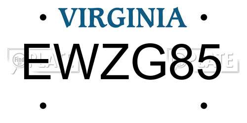 EWZG85 Virginia License Plate