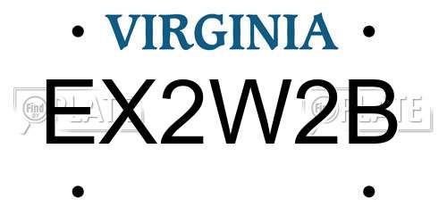 EX2W2B Virginia License Plate
