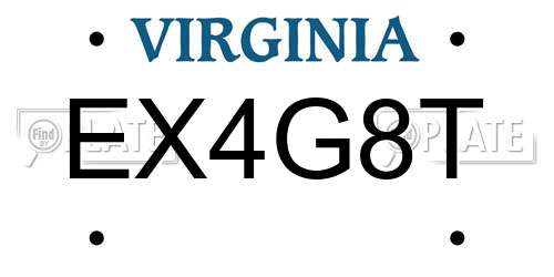 EX4G8T Virginia License Plate