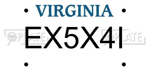 EX5X4I Virginia License Plate
