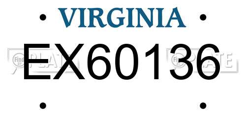 EX60136 Virginia License Plate