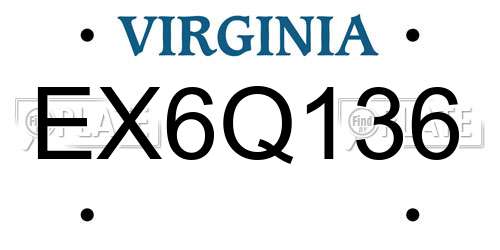 EX6Q136 Virginia License Plate