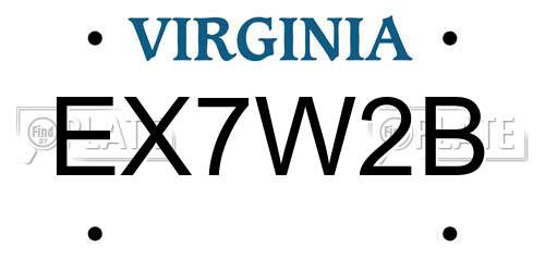EX7W2B Virginia License Plate