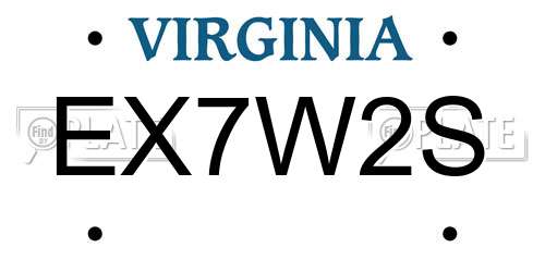 EX7W2S Virginia License Plate