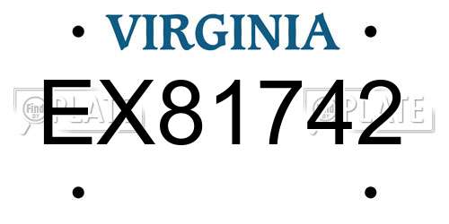 EX81742 Virginia License Plate