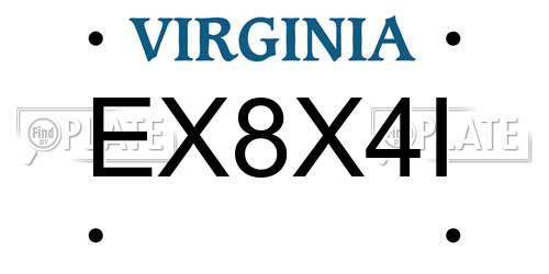 EX8X4I Virginia License Plate