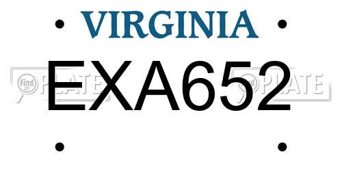 EXA652 Virginia License Plate