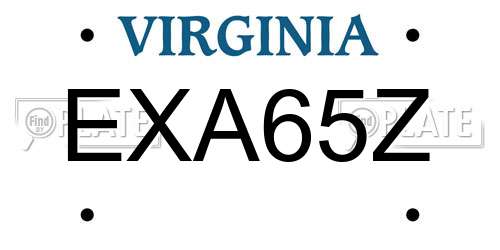 EXA65Z Virginia License Plate