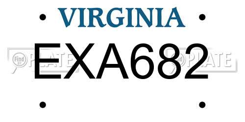 EXA682 Virginia License Plate