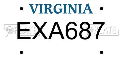 EXA687 Virginia License Plate