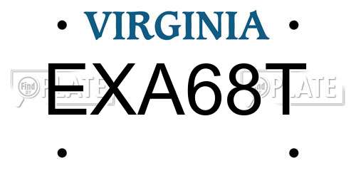 EXA68T Virginia License Plate