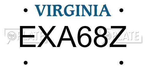 EXA68Z Virginia License Plate