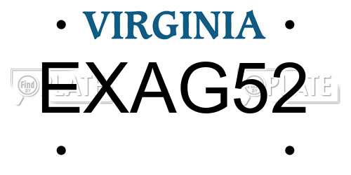 EXAG52 Virginia License Plate