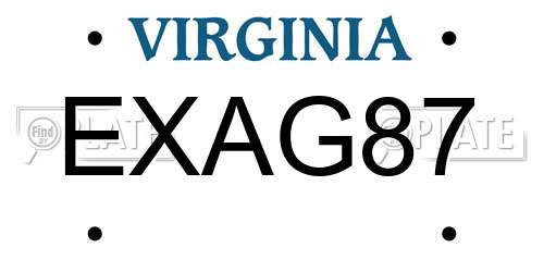 EXAG87 Virginia License Plate