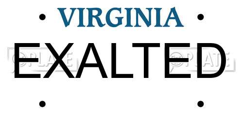 EXALTED Virginia License Plate