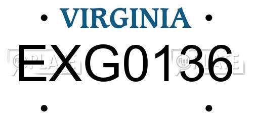 EXG0136 Virginia License Plate