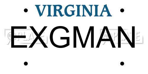 EXGMAN Virginia License Plate
