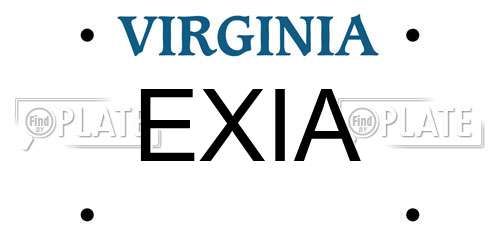 EXIA Virginia License Plate