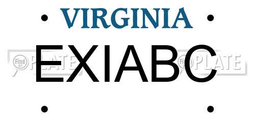 EXIABC Virginia License Plate